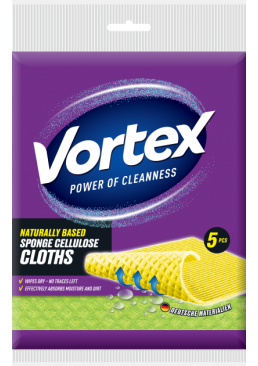Серветки-губки Vortex для прибирання целюлозні, 5 шт